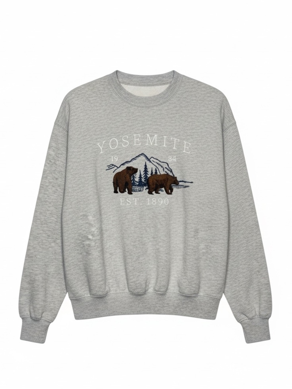 Lazy Sunday grey Oversized Yosemite Sierra Nevada Sweatshirt bear embroidery